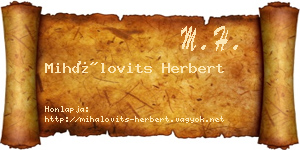 Mihálovits Herbert névjegykártya